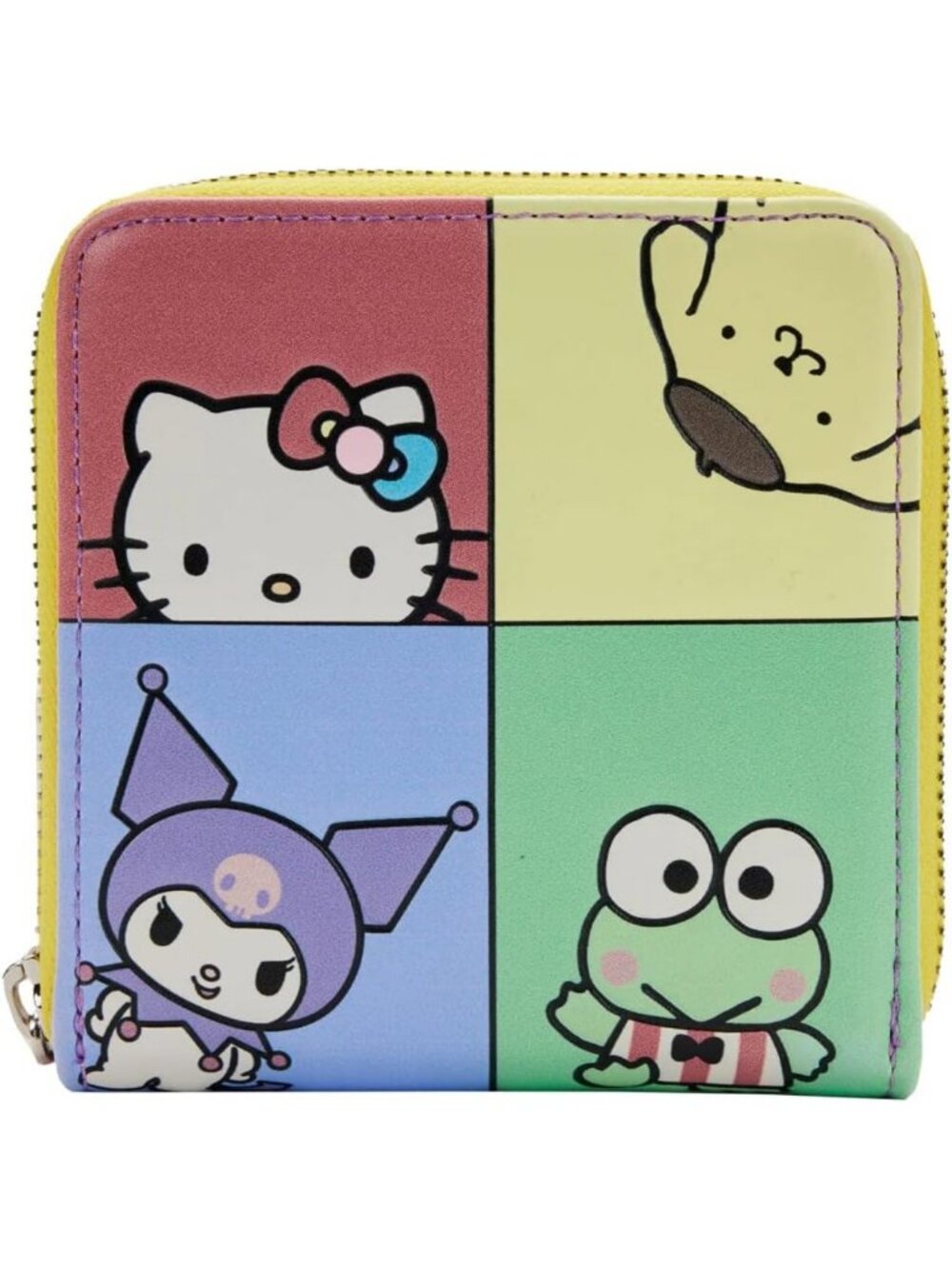 Color Block Faux Leather Zip Around Wallet - Cute Hello Kitty & Friends Design